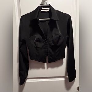 NWOT ASTR the Label Women's valerie top Size S hook & eye closure long sleeves